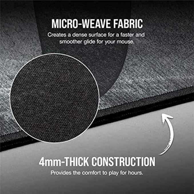 Corsair MM350 PRO Extended XL Premium Spill-Proof Cloth Gaming Mouse Pad – 36.6” Width x 15.7” Height Surface – Black/Gray - Image 4