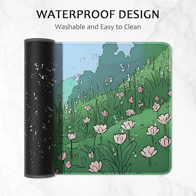 Auhoahsil Ultra Large Gaming Mousepad, XXL Extended Full Size Desktop Matt for Keyboard, Laptop & Computer, 35.5 x 15.7 in, Anime Bunny Green Grass - Image 7
