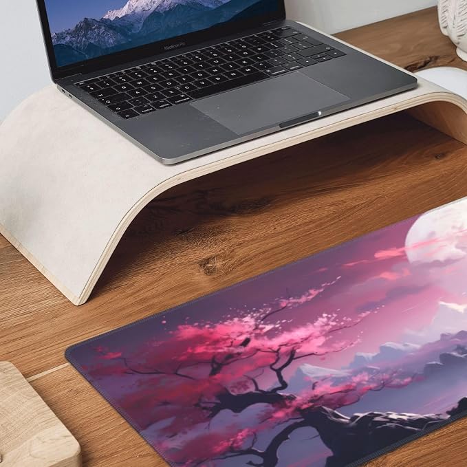 Watercolor Japanese Large Gaming Mouse Pad,Japanese Mouse Pad 31.5 x 11.8 in Mat Desk Pad,Large Desk Mat,Extended Keyboard Mousepad with Non-Slip Base and Stitched Edge for Desk Home Office - Image 8