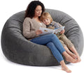 ACH 4ft Bean Bag Chair for Adults, Large Oversized Memory Foam Floor Chair, Machine Washable Velvet Cover, Living Room and Bedroom (Grey, Large) by ACH