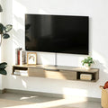 Floating TV Stand, 55" Wall Mounted TV Cabinet, Wood Media Console for TVs up to 65", Entertainment Center with Storage for Living Room, Under TVs Shelf for DVD Player, Wood Grain Grey by MordchilHF