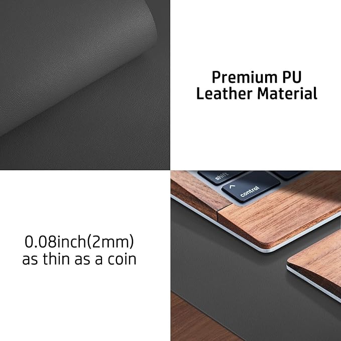Leather Desk Pad Protector,Mouse Pad,Office Desk Mat, Non-Slip PU Leather Desk Blotter,Laptop Desk Pad,Waterproof Desk Writing Pad for Office and Home (Gray,31.5" x 15.7") (Pack of 2) - Image 7