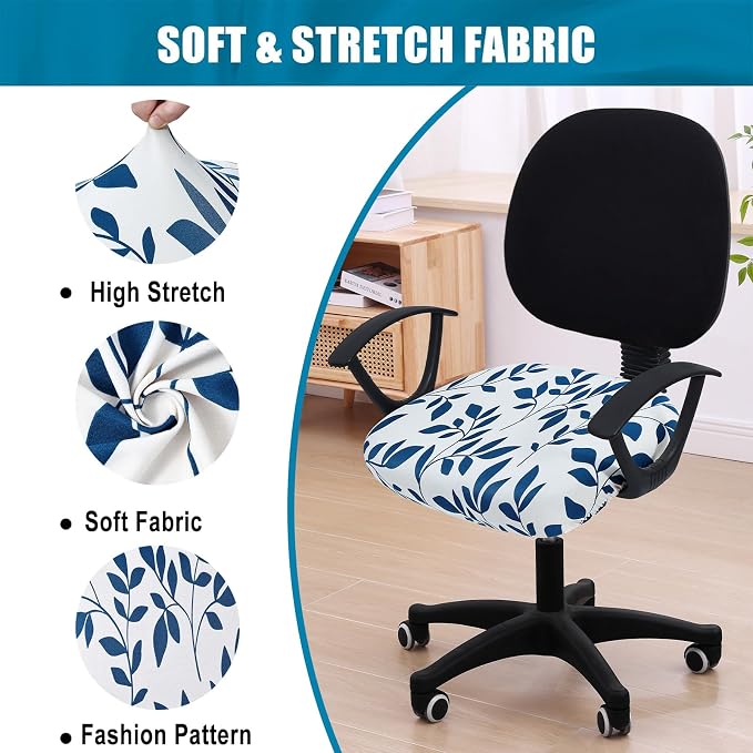 Smiry Stretch Printed Office Computer Desk Chair Seat Covers | Stretch Fit, Soft Fabric Universal Rotating Chair Cover, Washable Removable, Anti-Dust Seat Cushion Protector - Image 6