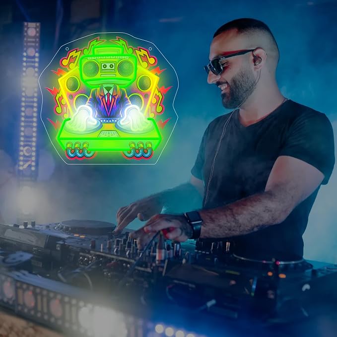 DJ Neon Sign Music Light Sign Pop Art With UV Printed background Room Wall Decor Man Gaming Room, Kids Room, Bar Decoration, Birthday Party Gifts - Image 5