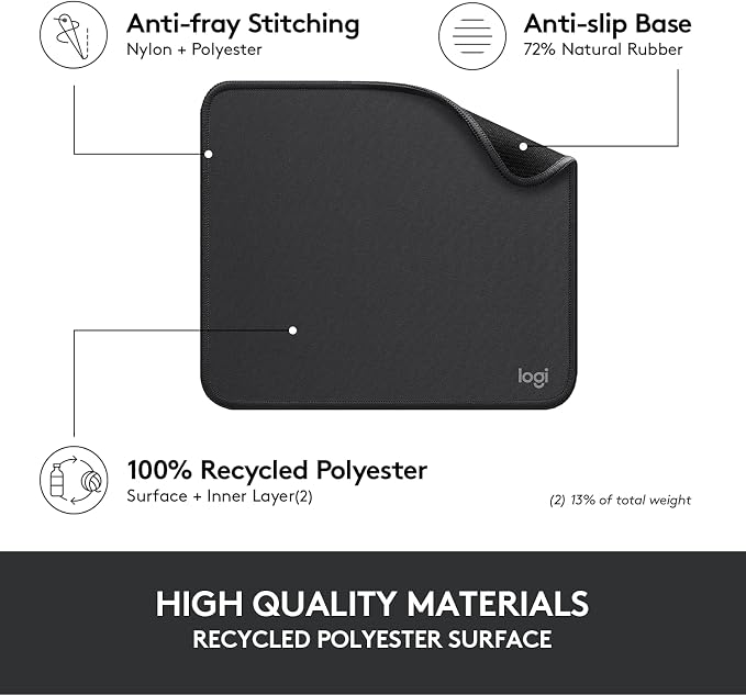 Logitech Studio Series Small Mouse Pad, Anti-Slip 9x8 Inches, Graphite | Anti-slip rubber base, easy gliding surface, durable materials, portable design, for computers - Image 4