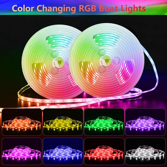 Boat Strip Lights Waterproof 32.8FT, 12v RGB Marine Pontoon Boat Lights - Image 2