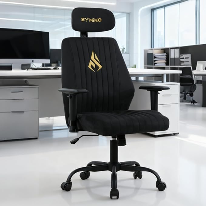 Office Chair Ergonomic with 109° Rocking Function, Breathable Suede Fabric, Integrated Lumbar Support, Adjustable Headrest & Armrests, Swivel Desk Chair - Image 2