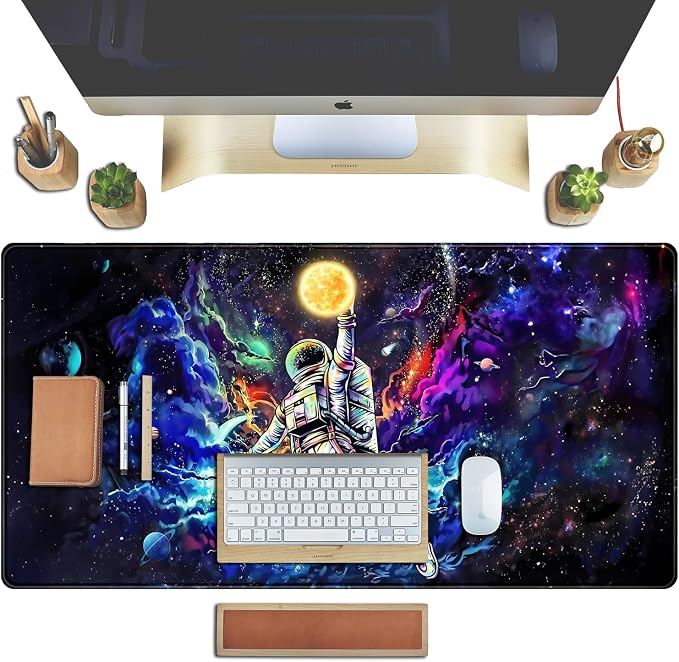 Astronaut Desk Space Mouse Pad for Boys - Galaxy Gaming Mouse Pad, 31.5x15.7in, Stitched Edges - Image 4