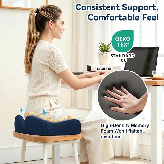 TushGuard 5-Zone Ergonomic Seat Cushion with Coccyx Cutout, Blue | Office Chair Cushions for Tailbone Pain, Non-Slip Bottom, Breathable Washable Mesh, Versatile Use for Car, Office, Wheelchair - Image 5