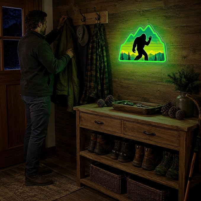Bigfoot Neon Sign Green LED Sasquatch Neon Sign Forest Nature Room Decor - Image 2