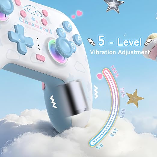 Kuitmor Cinnamoroll Dog Switch Pro Controller, Cute Hall Effect Wireless Gamepad No Drift for Switch 2/Switch/OLED/Lite, PC/Steam, Android, iOS, Bluetooth + Wired, Turbo, Back Buttons, 6-Aixs Gyro, Wake-up, RGB (Blue, With Receiver) - Image 3