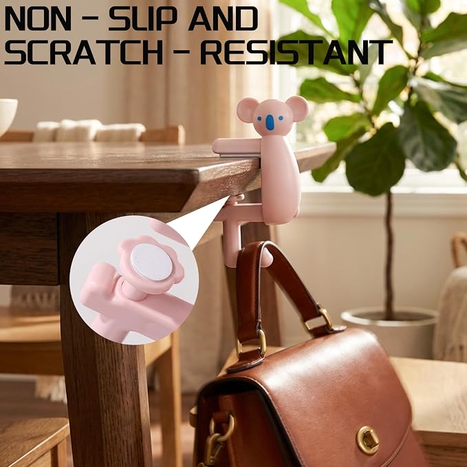 Bear-Shaped Purse Hook for Table 3 Pieces - Under-Table Handbag Hanger, Desk Side Hook, Detachable Bag Holder and Headphone Stand, Space Saving Desk Organizer - Image 3