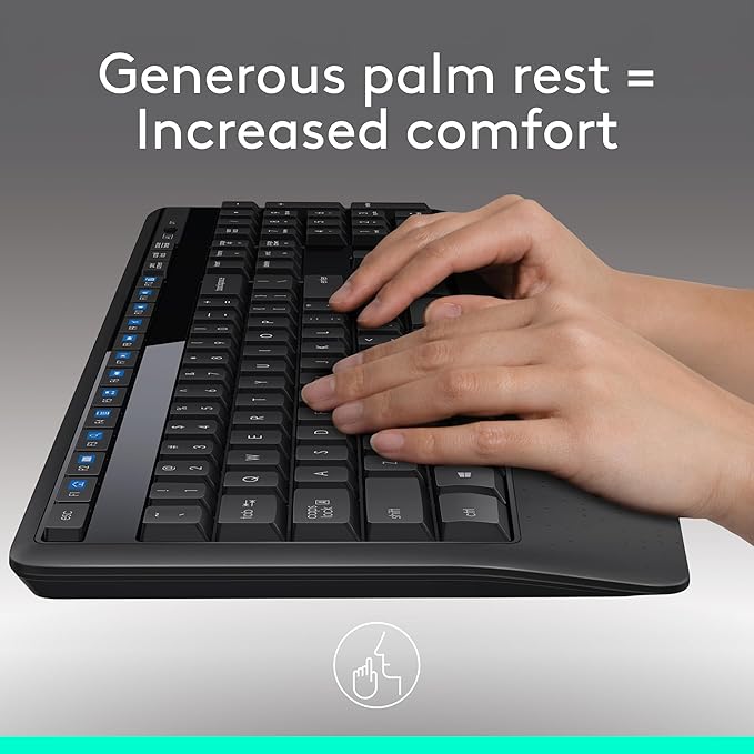 Logitech MK345 Full Size Wireless Keyboard and Mouse Combo - Black - Image 2