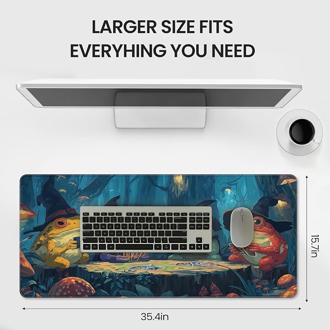 Anime Frog Playing Card Gaming Mouse Pad, Extended 35.4 x 15.7 Inches, Non-Slip Rubber Base, Stitched Edges,Water Proof， XXL Desk Mat - Image 6