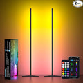 MIHEAL 2PCS Black Corner Floor Lamp, Synced Lights LED Control Floor Lamp RGB Light 56" Smart LED Corner Lamp App and Remote for Living Room Gaming Bedroom and Etc by Miheal