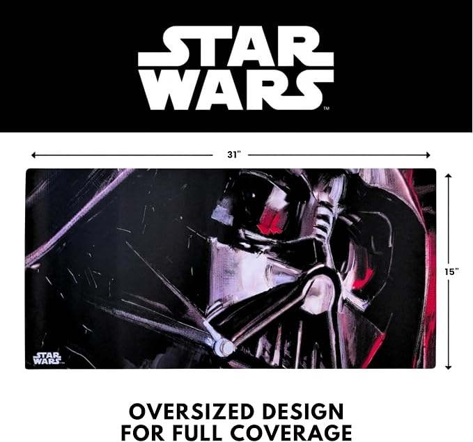 Star Wars Large Gaming Mouse Pad 31"x15" XL Computer Desk Mat, Anime | Star Wars anime gaming mouse pad,, Oversized 31x15in smooth fabric top, stitched edges, non-slip rubber base. - Image 2