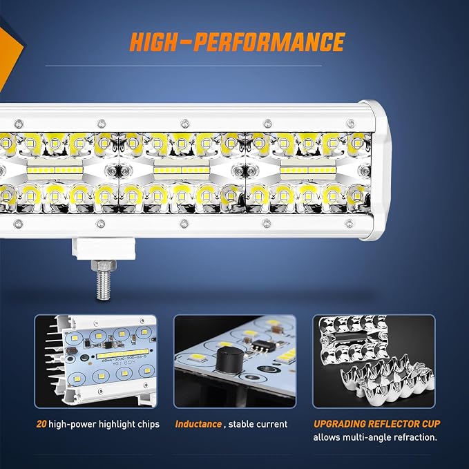 Nilight Marine LED Light Bar Navigation Lights 12 Inch White Spot Flood Combo Ponton Boat Deck Dock Lighting for Night Fishing T-top Stern Yacht Port Sailboat Trucks Tractors - Image 3