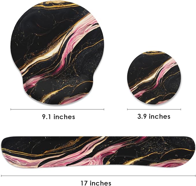Britimes Ergonomic Mouse Pad Set with Wrist Rest, Marble Black - Image 2