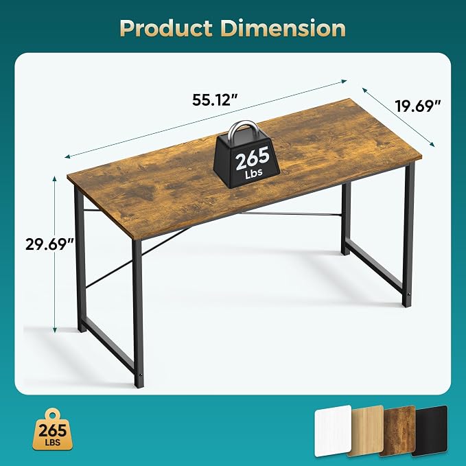 OLIXIS 40 Inch Computer Office Desk for Small Spaces, Writing Gaming Work Desk Modern Study Table with Storage Bag & Headphone Hook Home Bedroom, Rustic Brown - Image 3