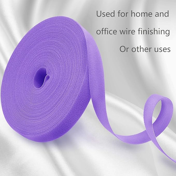 Reusable Fastening Tape Cable Ties 3/4 Inch Double Side Hook Roll (25 Yard, Purple) - Image 5