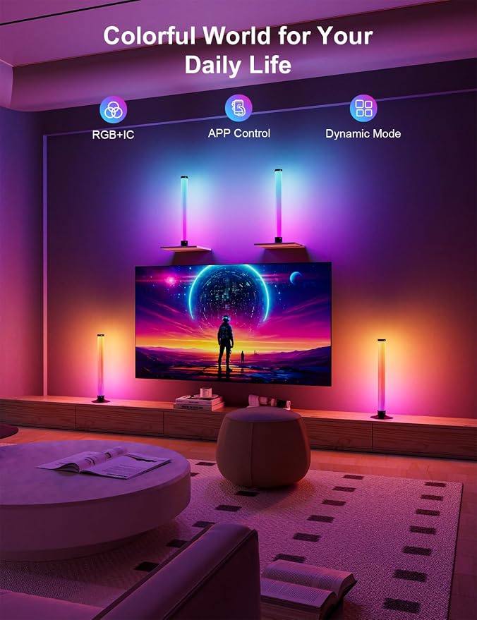 RGB Light Bar, 17" LED Light Bar 360 Degree Emitting, APP Control USB Powered, Color Changing TV Backlight,Monitor Backlights with Music Sync, Ambient Lighting for Desk, PC, Gaming, Party - Image 4