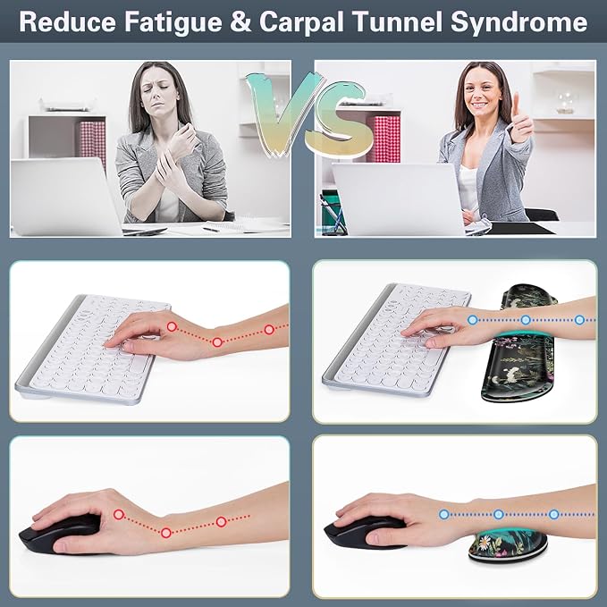 Canjoy Desk Mat with Wrist Rest, Desk Pad for Keyboard and Mouse 4-in-1 Mouse Pad + Keyboard Wrist Rest Support+ Coaster(35.4×15.7 in) Extended Desk Pad Memory Foam Non-Slip Desk Mat for Home Office - Image 5