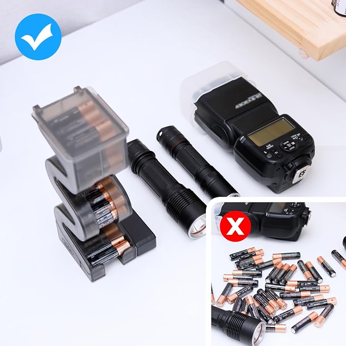 KIWIFOTOS 35-Slot AAA Battery Storage Case with Tester Vertical Dispenser - Image 5