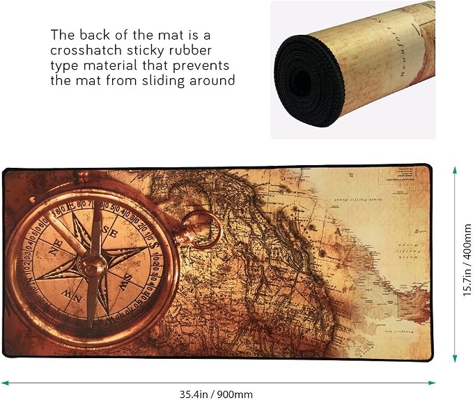 XXL Professional Large Mouse Pad& Computer Game Mouse Mat (35.4x15.7x0.1IN, Compass) - Image 2