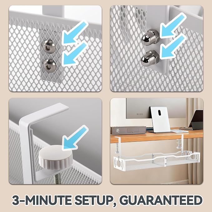 Cable Management, 25.3'' Under Desk Cable Management Tray No Drill - Image 6