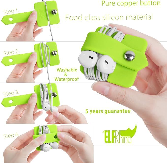 Cord Organizer Earbuds Holder Earphone Wrap Earphones Organizer Headset Headphone Earphone Wrap Winder Cord Manager Cable Winder Green - Image 3