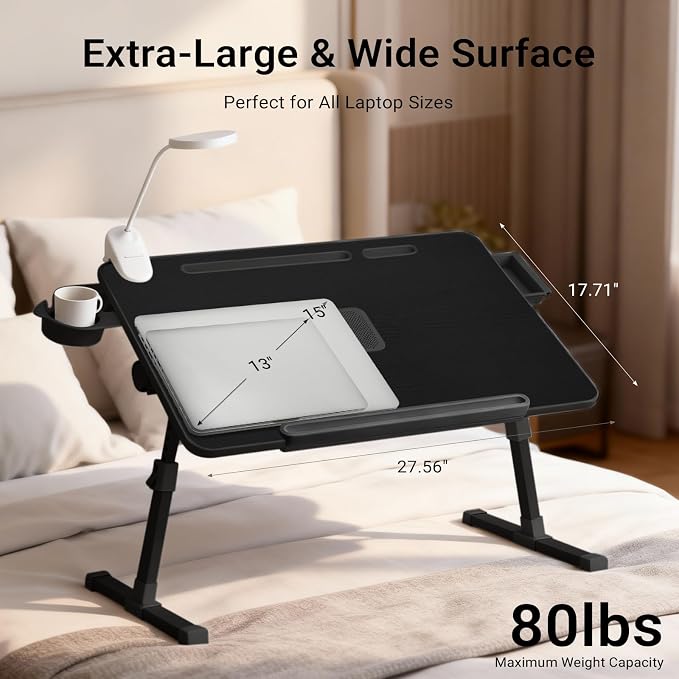 iXTRA Adjustable Laptop Lap Desk with Cooling Fan USB Light for Adults - Image 5