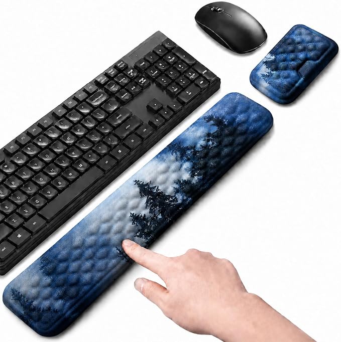 Keyboard Wrist Rest Mouse Wrist Support, Memory Foam Wrist Rest Pad for Computer Laptop, Ergonomic Wrist Cushion Support for Typing Pain Relief, Gaming Home Office, Forest by LIZPARE