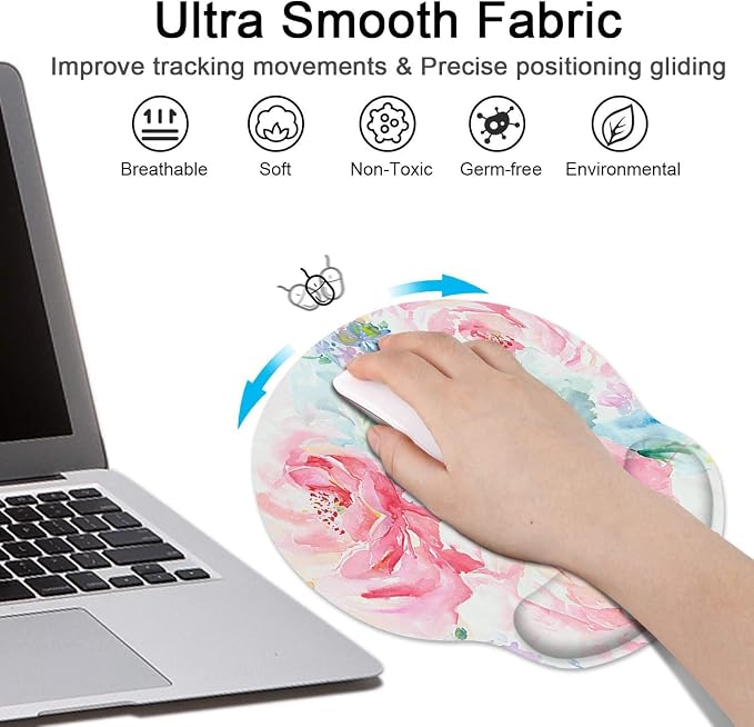 Britimes Ergonomic Mouse Pad Set with Wrist Rest, Watercolor Abstract - Image 4