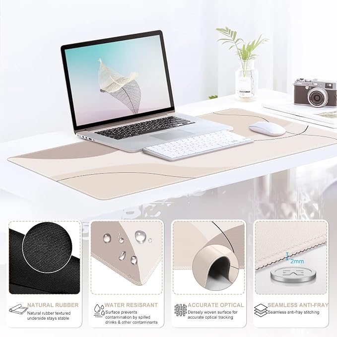 iCasso Brown Art Mouse Mat 35.4"x15.7", Computer Mat for Workspace - Image 4