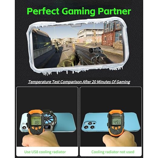 Cell Phone Cooler, RGB Semiconductor Cellphone Radiator with Digital Display, Portable Lightweight Magnetic Mobile Phone Cooling Fan for Gaming Sreaming Waching Videos - Image 8