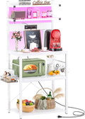 Aheaplus Bakers Rack with Power Outlet & RGB LED, 5-Tiers Coffee Bar Table by Aheaplus
