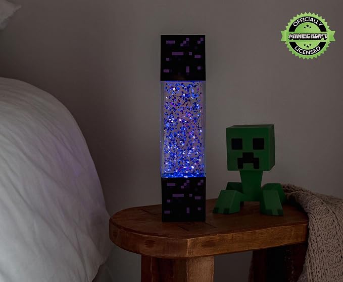 Minecraft Multi-Nether Portal Glitter Motion Lamp | LED Light, Bedside Table Lamp for Desk | Home Decor Accessories and Room Essentials | Official Video Game Collectible | 12 Inches Tall - Image 5