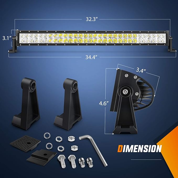 Nilight LED Light Bar 32Inch 180W Spot Flood Combo Led Off Road Lights 12V 5Pin Rocker Switch LED Light Bar Wiring Harness Kit, 2 Years Warranty (ZH079), Clear,White - Image 2