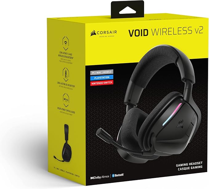 Corsair Void v2 Wireless Bluetooth PC PS5 Switch Gaming Headset – Black - Image 9