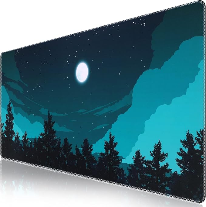 iCasso Extended Gaming Mouse Pad 35.4x15.7in Desk Pad,Silent Night | Large Non-Slip Rubber Base Mousepad with Stitched Edges,Waterproof Keyboard Mouse Mat for Work Home Office by iCasso