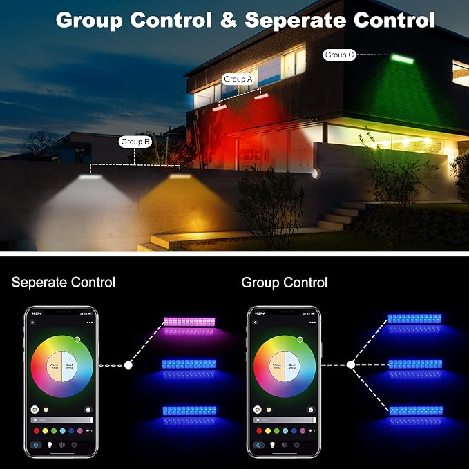 T-SUN RGB Flood Light Bar 2 Pack 50W RGBCW Outdoor Wall Washer Flood Lights - Image 5