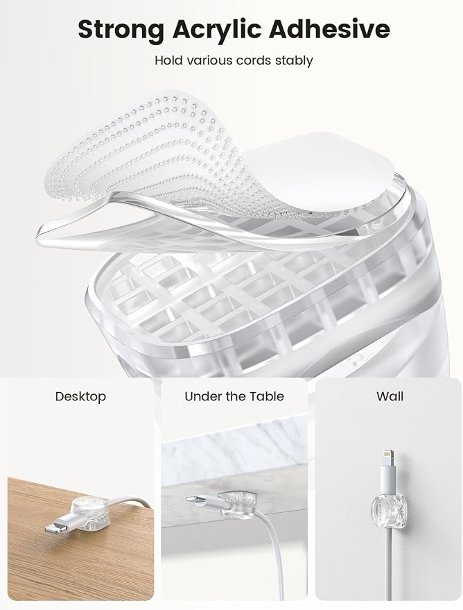 Lamicall 6 Pack Cord Organizer, Office Desk Accessories, Clear Cable Clips - Image 6