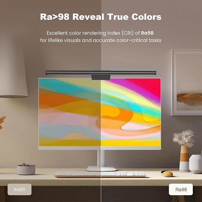 YEELIGHT Monitor Light Bar RGB Backlight, Ra98 Computer Lamp Works with Matter & Alexa for Home Office Gaming, 350LM Dimmable No Glare Eye-Care LED Screen Bar, USB Desk Lamp Stepless Dimming - Image 5