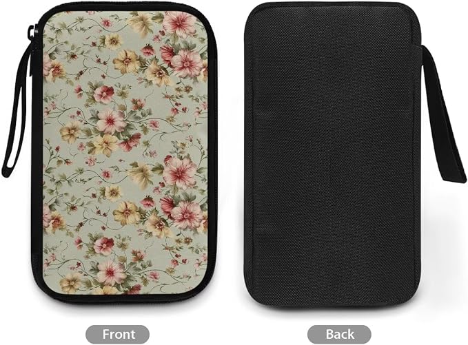 Vintage Flower Print Cable Organizer Bag, Waterproof Travel Electronic Storage, Shockproof Portable Tech Bag Carrying Case for Cord, Earbuds, Charger, SD Card, Tech Gifts - Image 3