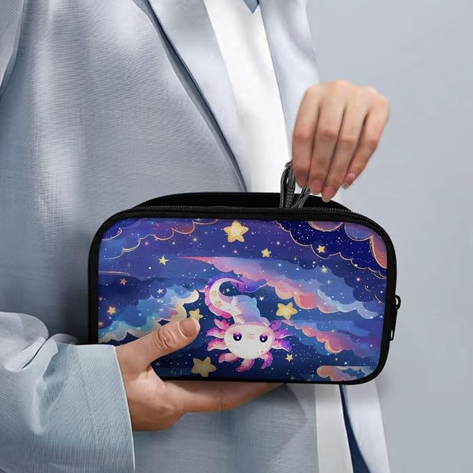 Cartoon Axolotl Print Travel Cable Organizer Bag Waterproof Portable Electronic Accessories Organizer for USB Cable Cord Phone Charger Headset Wire SD Card - Image 4