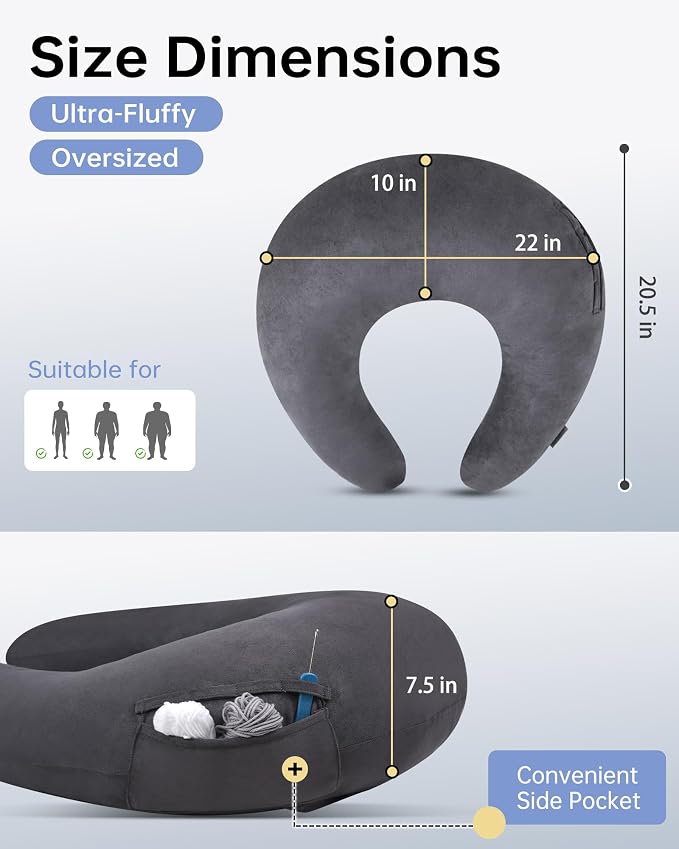 ENITYA U-Shaped Ergonomic Crochet Pillow for Lap Support - Image 2