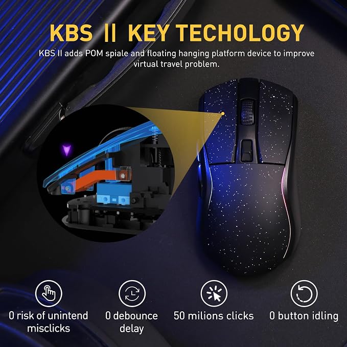 DAREU A950 Wireless Gaming Mouse with RGB Charging Dock,88g Lightweight - Image 5