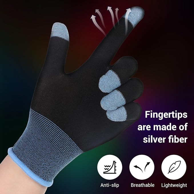 Ptwola Ultra-Thin Mobile Gaming Gloves Touchscreen Gaming Gloves Anti-Sweat Mobile Finger Sleeve Breathable - Image 5