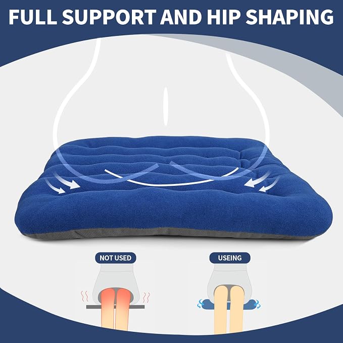 BUYUE Good Support Office Chair Cushion Padded, Soft Velvet Comfortable Non-Slip Seat Cushion for Computer Desk Kitchen Chair (1 Count, Blue) - Image 5