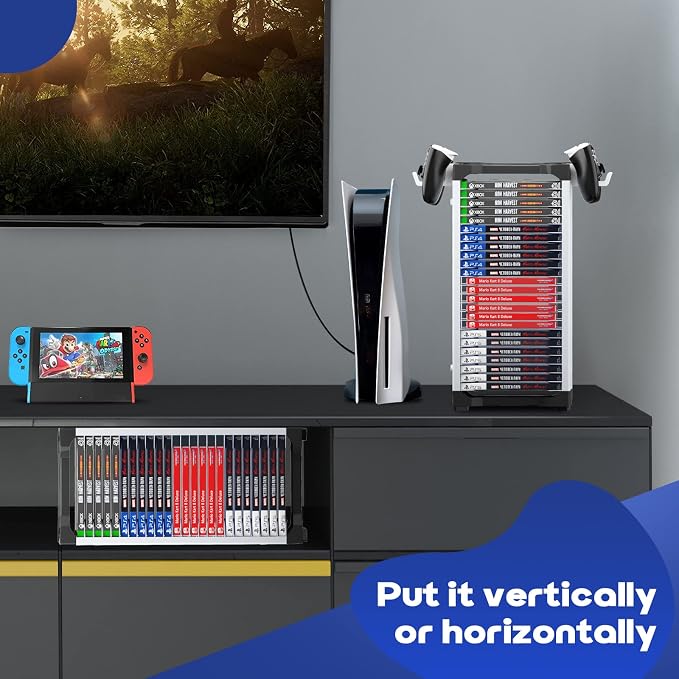Nargos Universal Game Storage Stand and Universal Controller Holder, for All Game Cases, DVD Cases and Controllers - Image 9